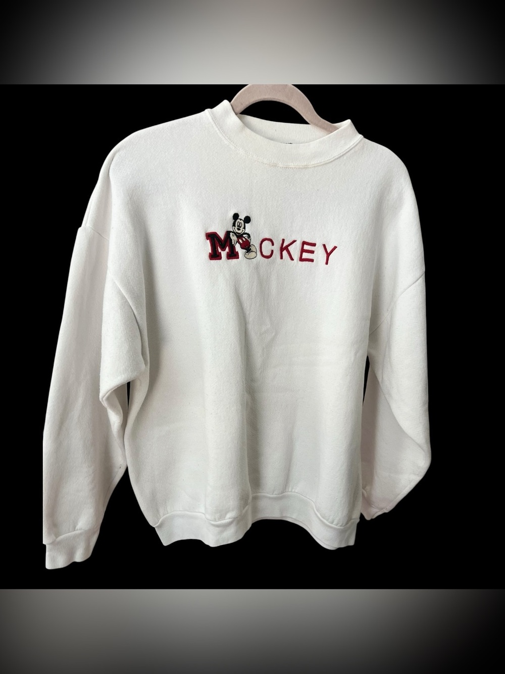 Vintage Mickey Unlimited Jerry Leigh Sweatshirt White Embroidered Disney USA XL